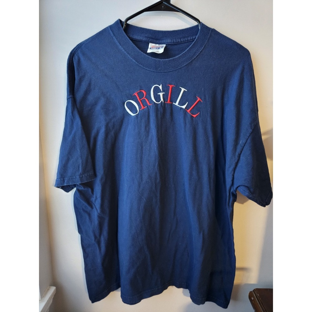 Vintage Y2K Hanes‎ Beefy-T Orgill Embroidered T-Shirt XL Navy Blue Workwear Tee